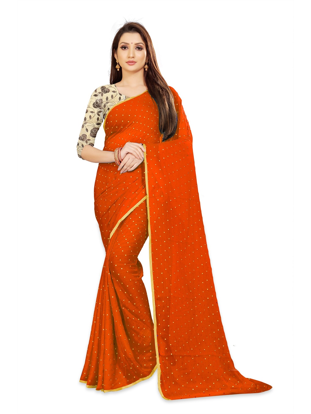 

Rhey Embellished Zari Banarasi Saree, Orange