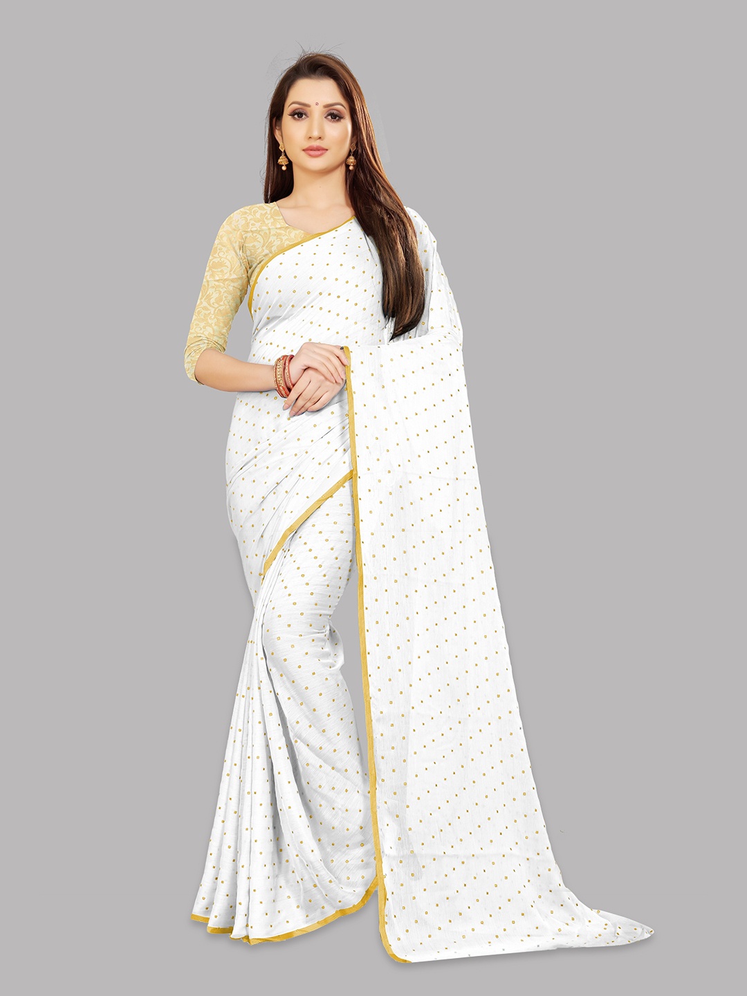 

Rhey Embellished Zari Banarasi Saree, White