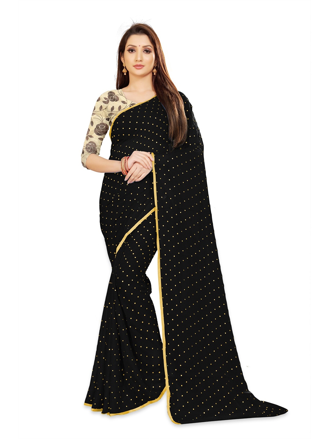 

Rhey Embellished Zari Banarasi Saree, Black