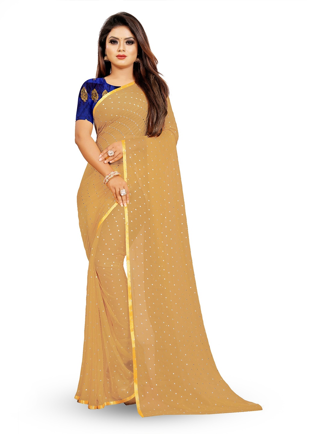 

Rhey Embellished Beads & Stons Chiffon Zari Banarasi Saree, Cream