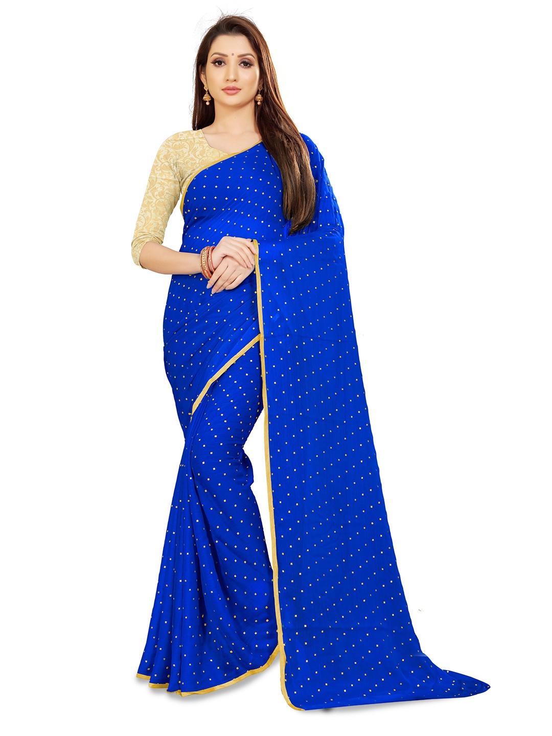 

Rhey Embellished Beads & Stons Chiffon Zari Banarasi Saree, Blue