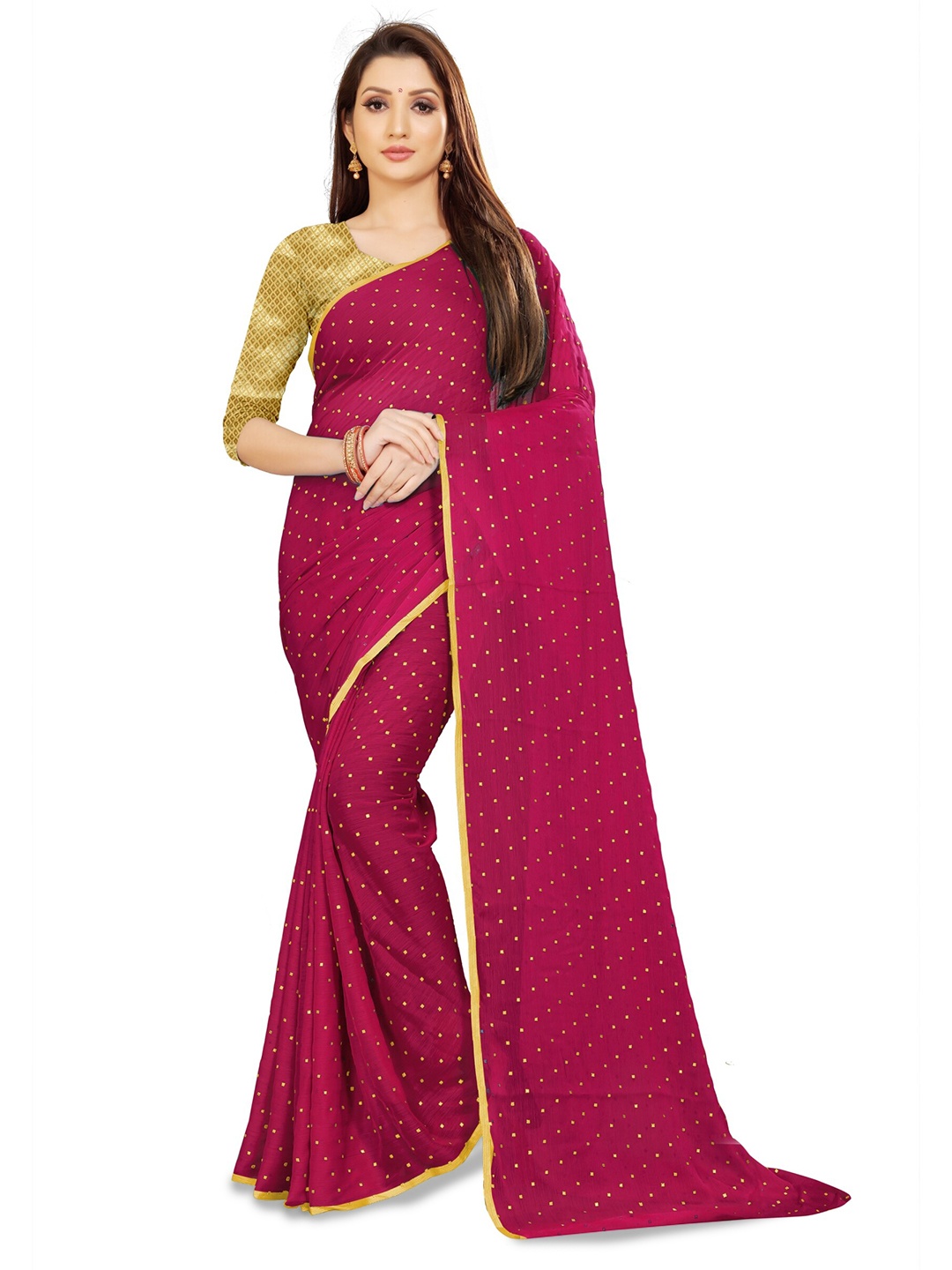 

Rhey Embellished Beads & Stons Chiffon Zari Banarasi Saree, Pink