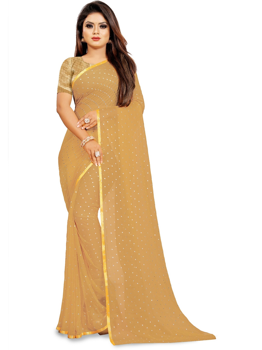 

Rhey Embellished Beads & Stons Zari Saree, Cream