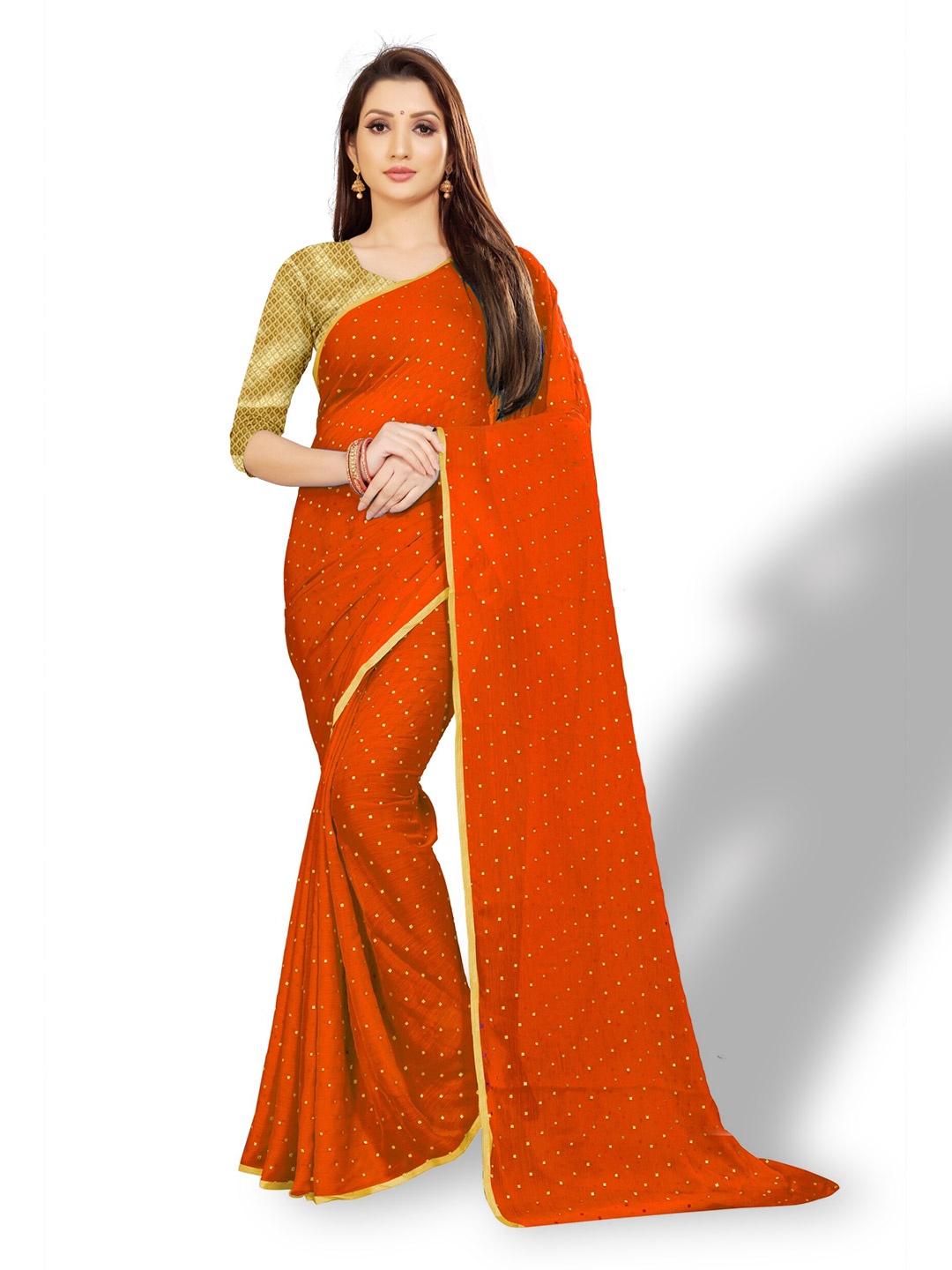 

Rhey Embellished Zari Saree, Orange