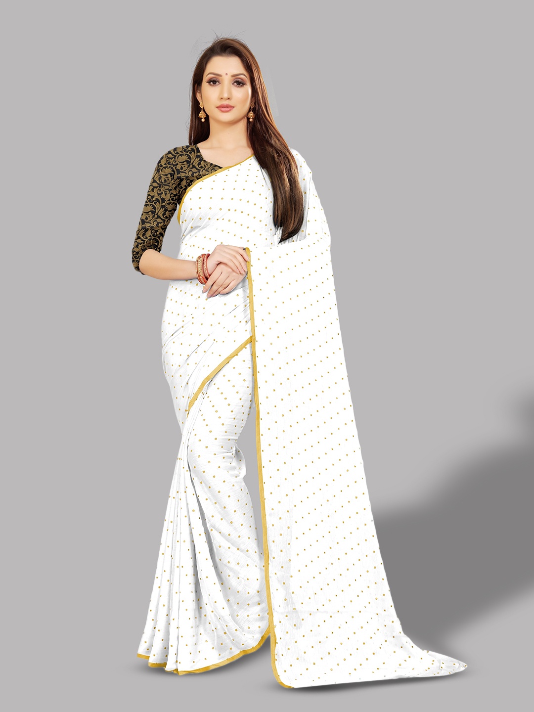 

Rhey Embellished Zari Saree, White