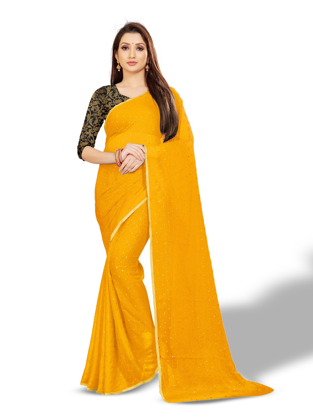 

Rhey Geometric Printed Zari Festive Saree, Yellow