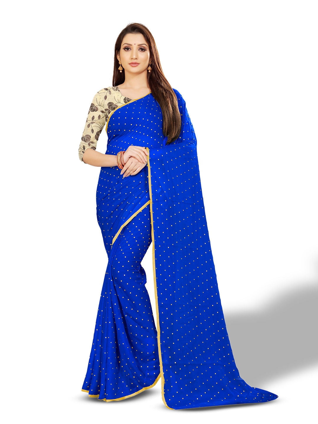 

Rhey Geometric Printed Zari Festive Saree, Blue