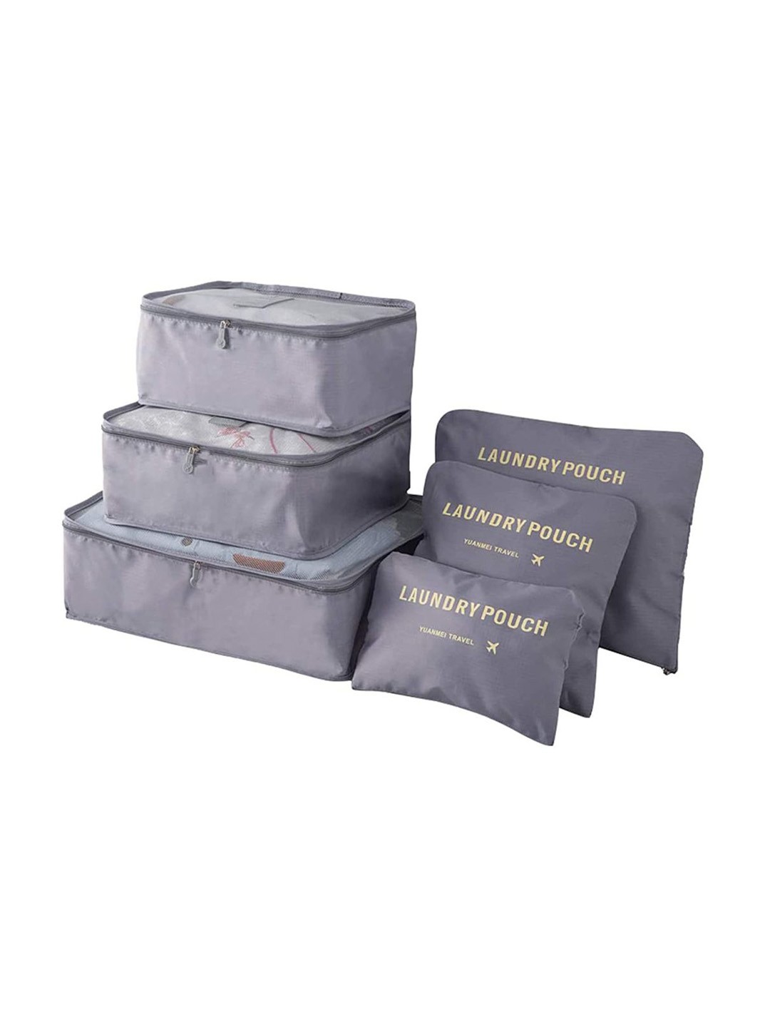 

Queue Set Of 6 Waterproof Travel Packing Pouches, Grey