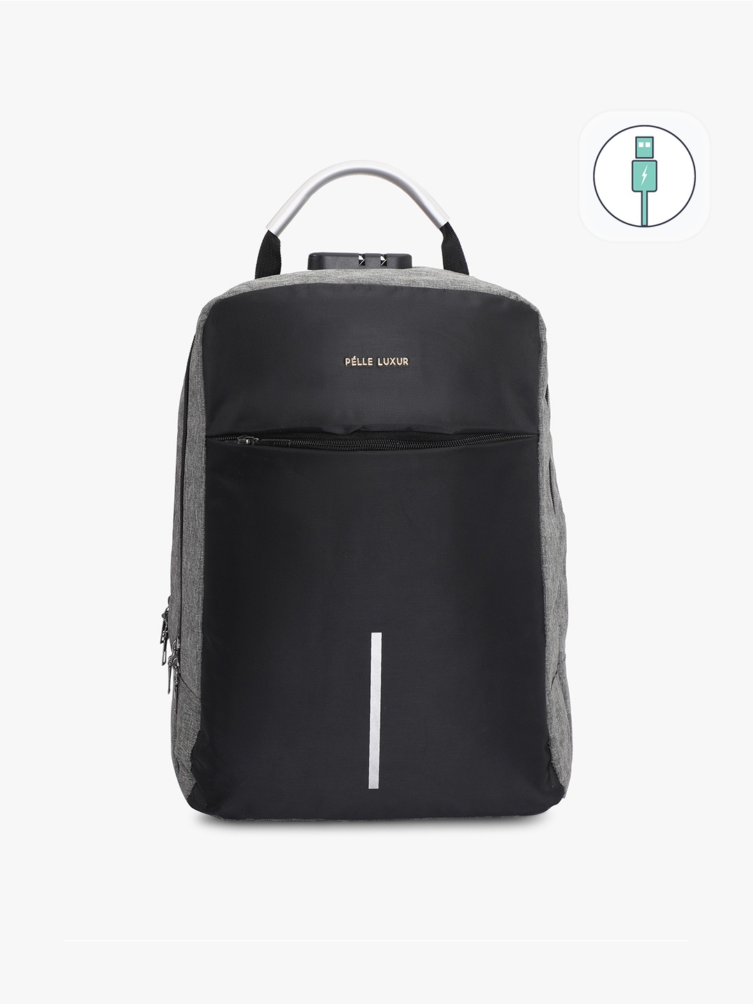 

PELLE LUXUR Up To 18 Inch Backpack with USB Charging Port, Grey
