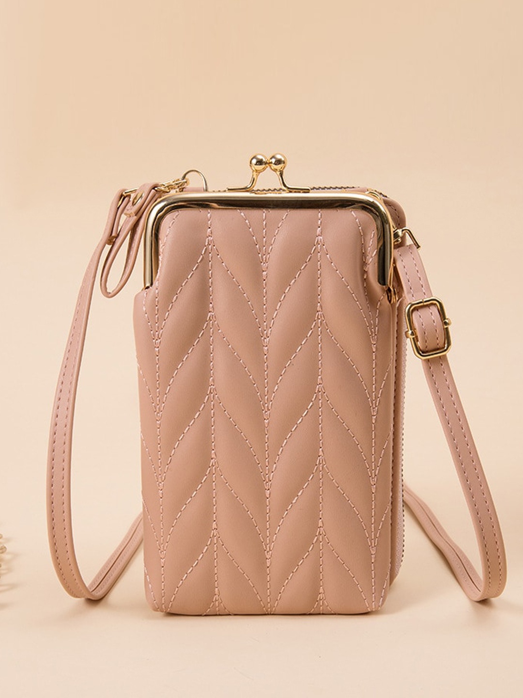 

Diva Dale Quilted Structured Sling Bag, Peach