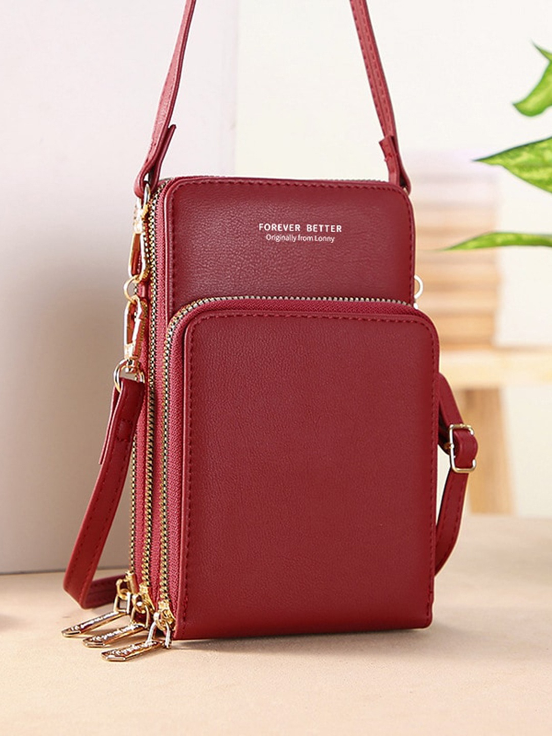 

Diva Dale PU Structured Sling Bag, Maroon