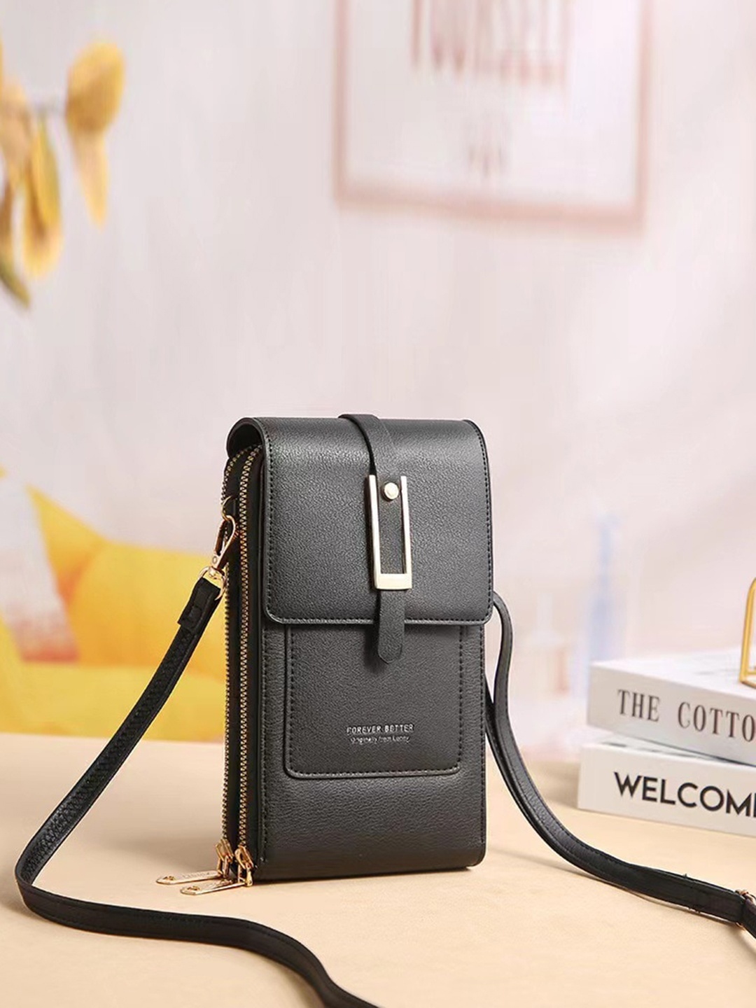 

Diva Dale PU Structured Sling Bag, Black
