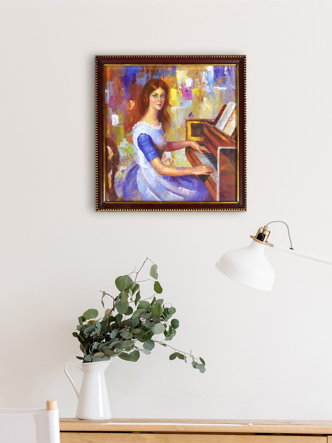 

Gallery99 Blue & Brown Girl Playing Piano Painting Wall Art