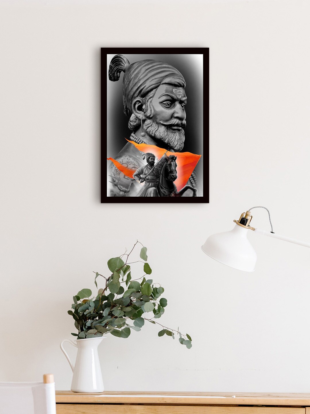 

Gallery99 Grey & Black chhatrapati Shivaji Framed Painting Wall Art