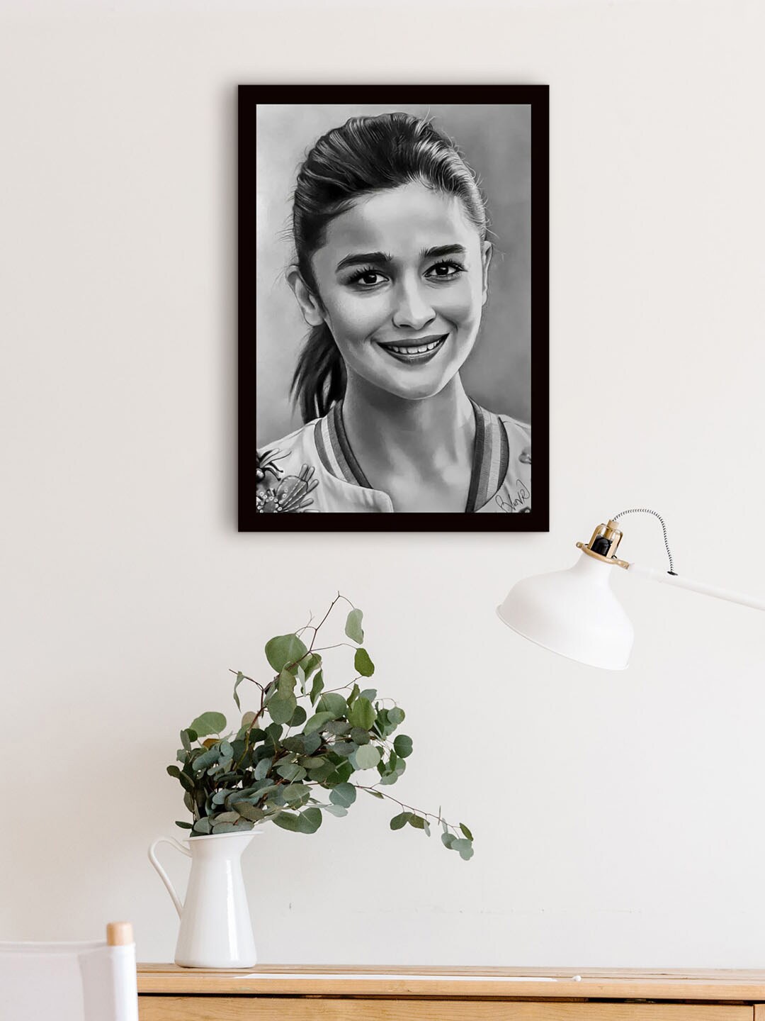 

Gallery99 Black Framed Alia Bhatt Painting Wall Art, Grey