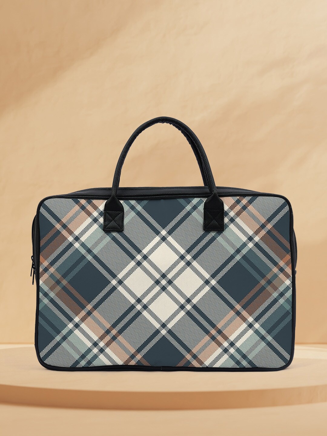Crazy Corner Checked Water Resistant Laptop Bag, Grey