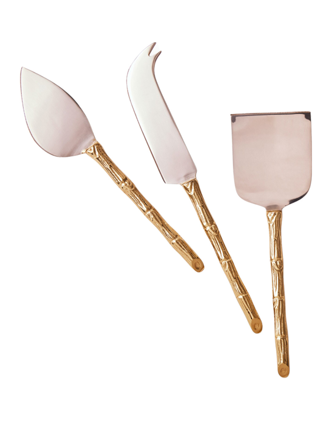 

The Label Life 3-Pcs Yellow Textured Cheese Knives, Gold