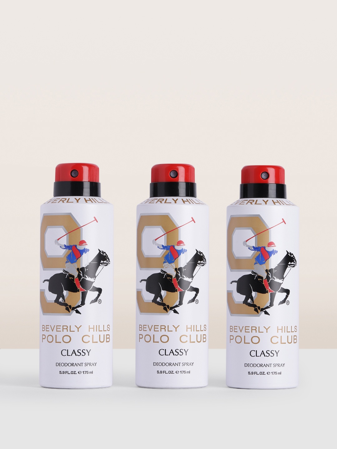 

Beverly Hills Polo Club Men Classy No.9 Deodorant Body Spray Trio Pack - 110g/175ml each, White
