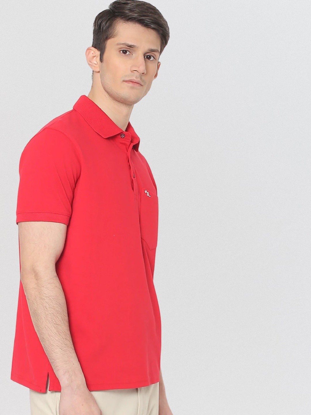 

Fort Collins Polo Collar Pockets Cotton T-shirt, Red