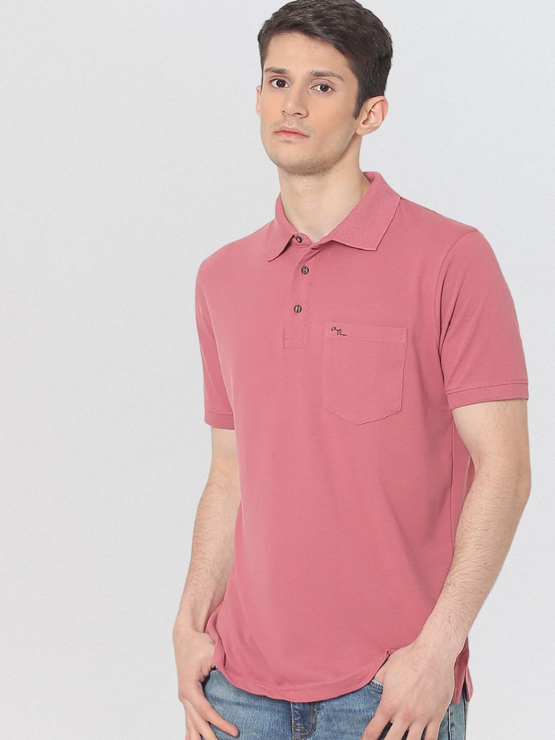 

Fort Collins Polo Collar Pockets Cotton T-shirt, Pink