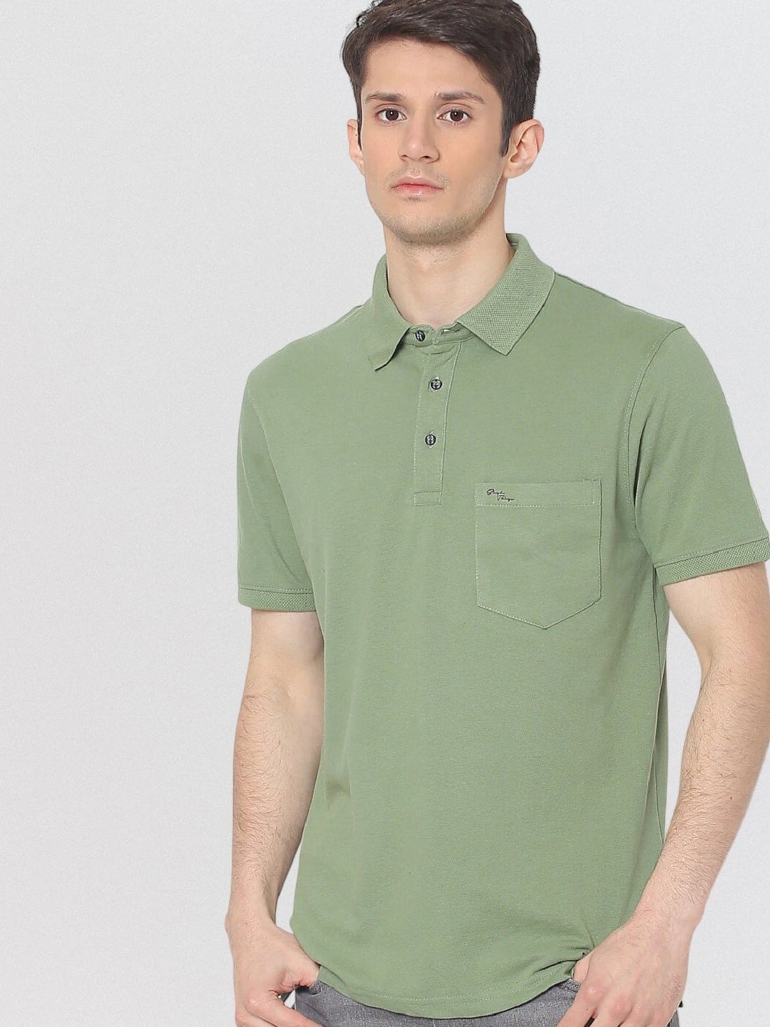 

Fort Collins Polo Collar Pockets Cotton T-shirt, Green