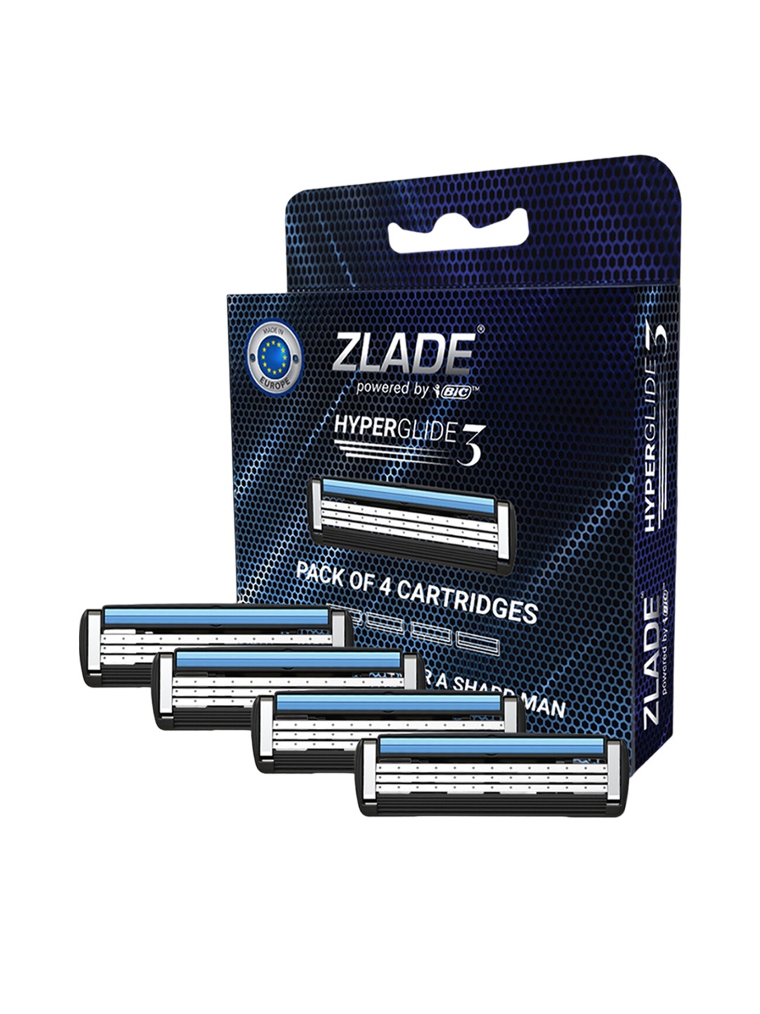

ZLADE Men Set Of 4 HyperGlide3 Advanced Shaving Razor Cartridges, Blue