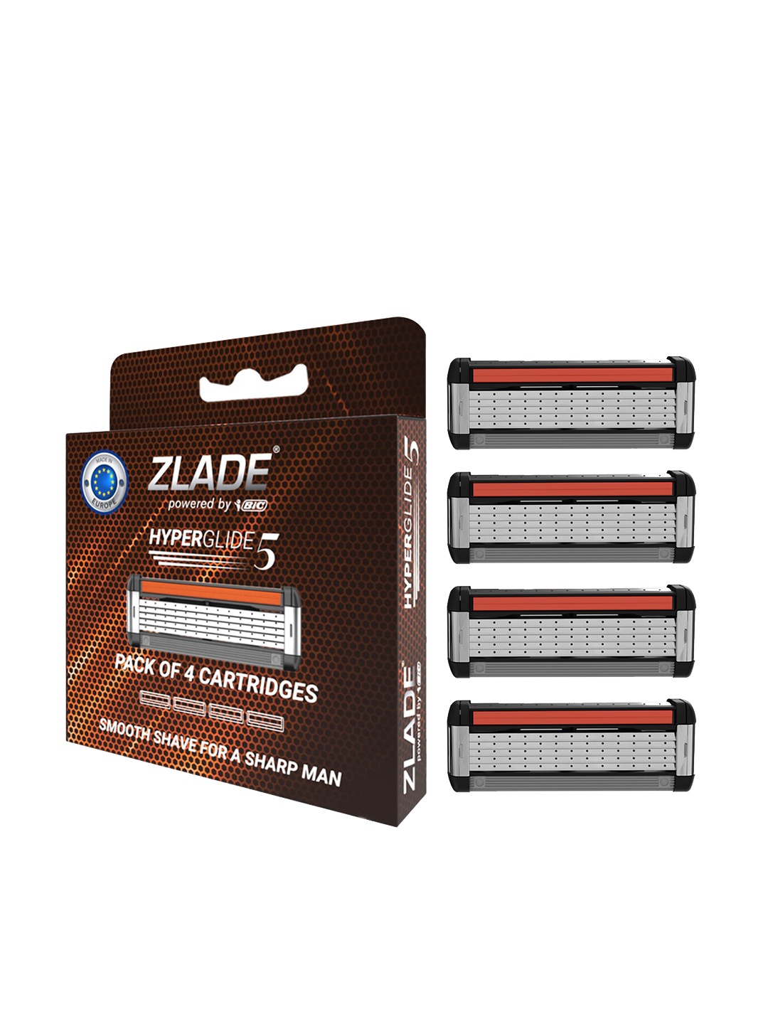 

ZLADE Men Set Of 4 HyperGlide5 Razor Cartridges, Orange