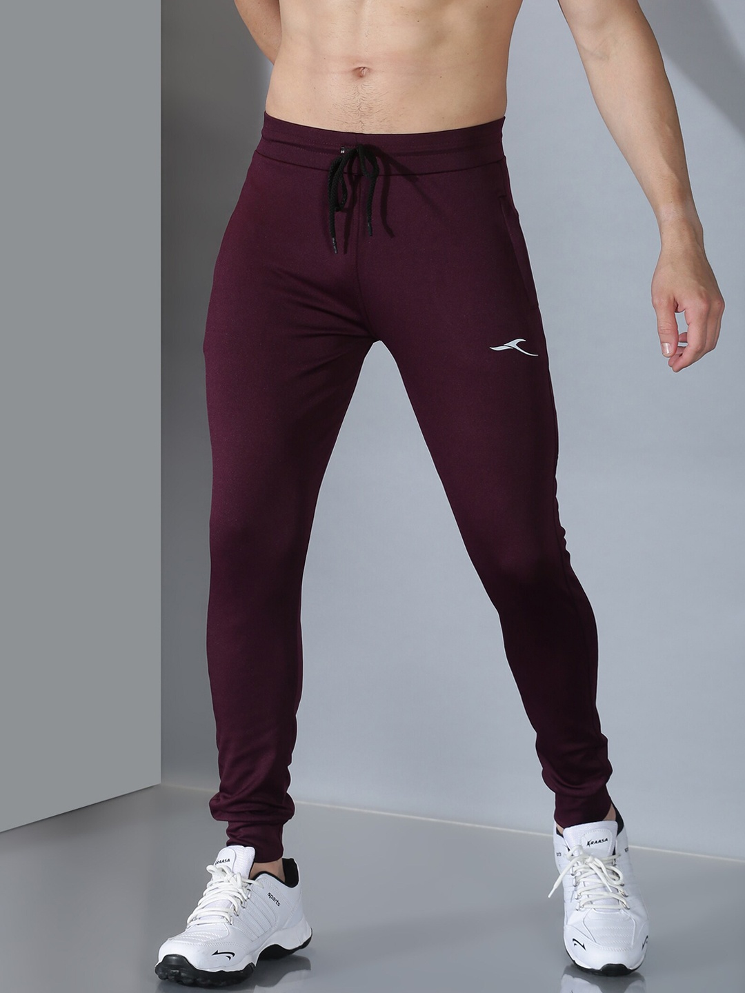 

KRAASA Men Mid Rise Track Pants, Maroon