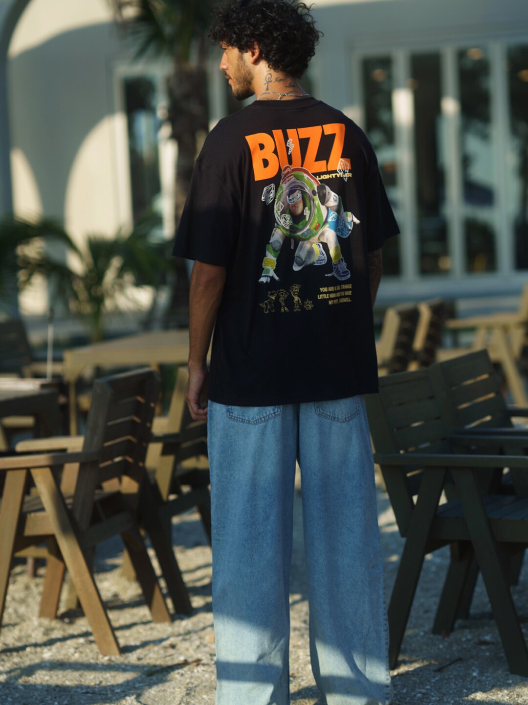 

Bonkers Corner Black Buzz Lightyear Printed Oversized Cotton T-shirt