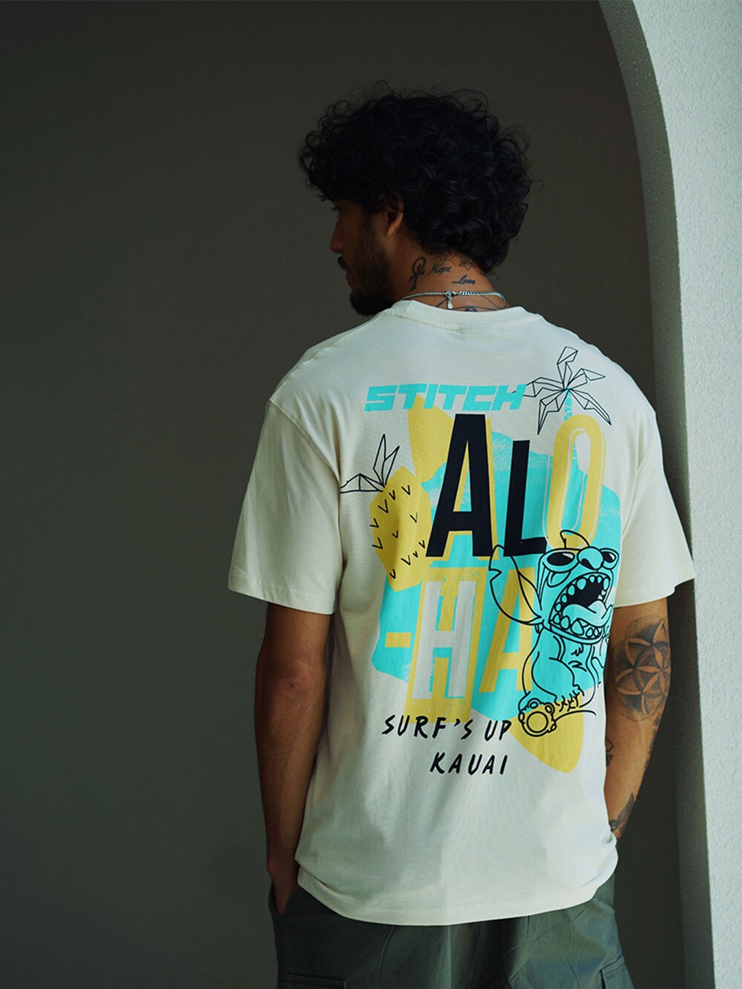 

Bonkers Corner Cream-Coloured Oversized Conversational Printed Cotton T-shirt