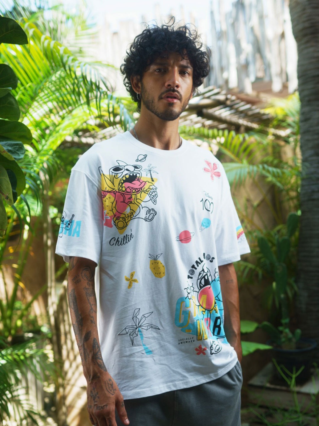 

Bonkers Corner White Oversized Conversational Printed Cotton T-shirt