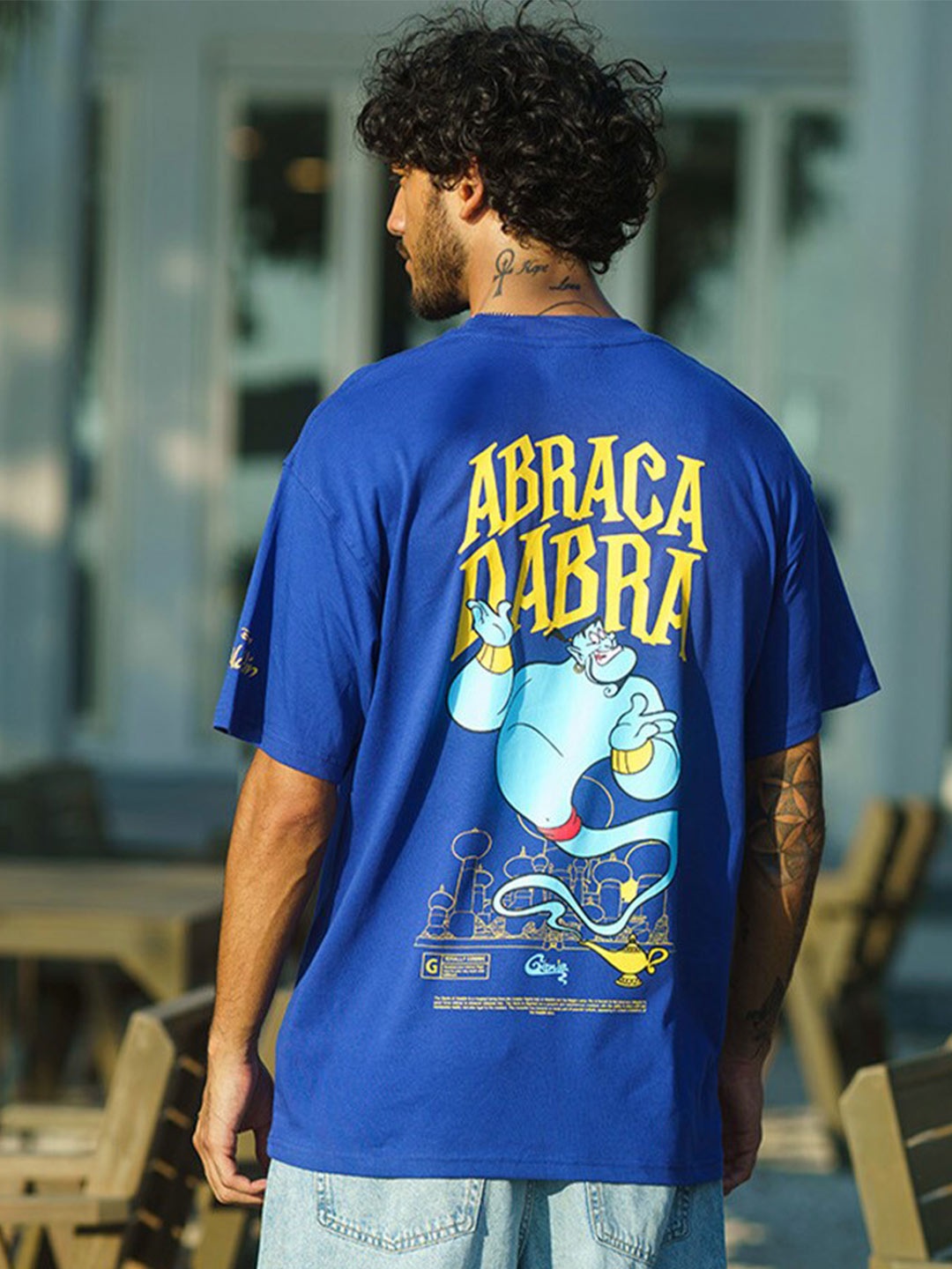

Bonkers Corner Blue Oversized Genie Printed Cotton T-shirt