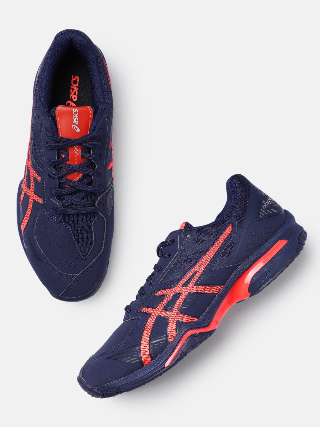 

ASICS Unisex Prestigelyte 4 Non-Marking Tennis Shoes, Navy blue