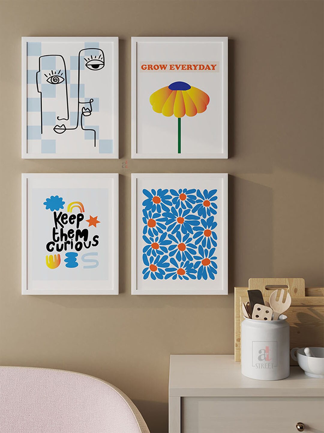 

Art Street White 4 Pieces Motivational Quotes Wall Arts