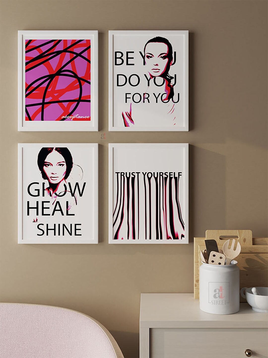 

Art Street White 4 Pieces Motivational Quotes Wall Arts