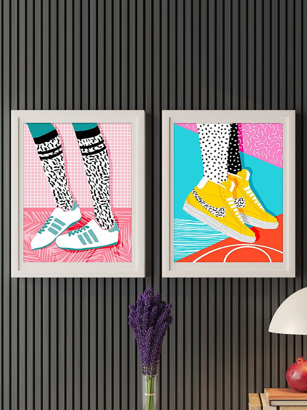 

Art Street Pink & White 2 Pieces Sneakers Illustration Wall Arts