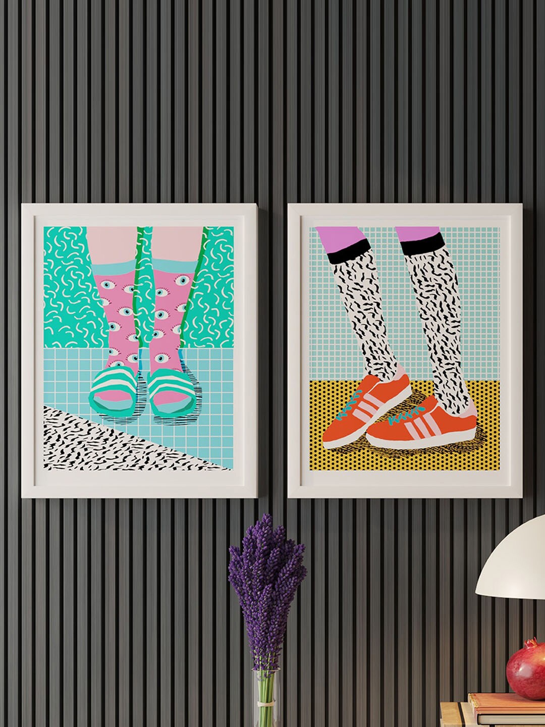 

Art Street Green & Pink 2 Pieces Sneakers Illustration Wall Arts