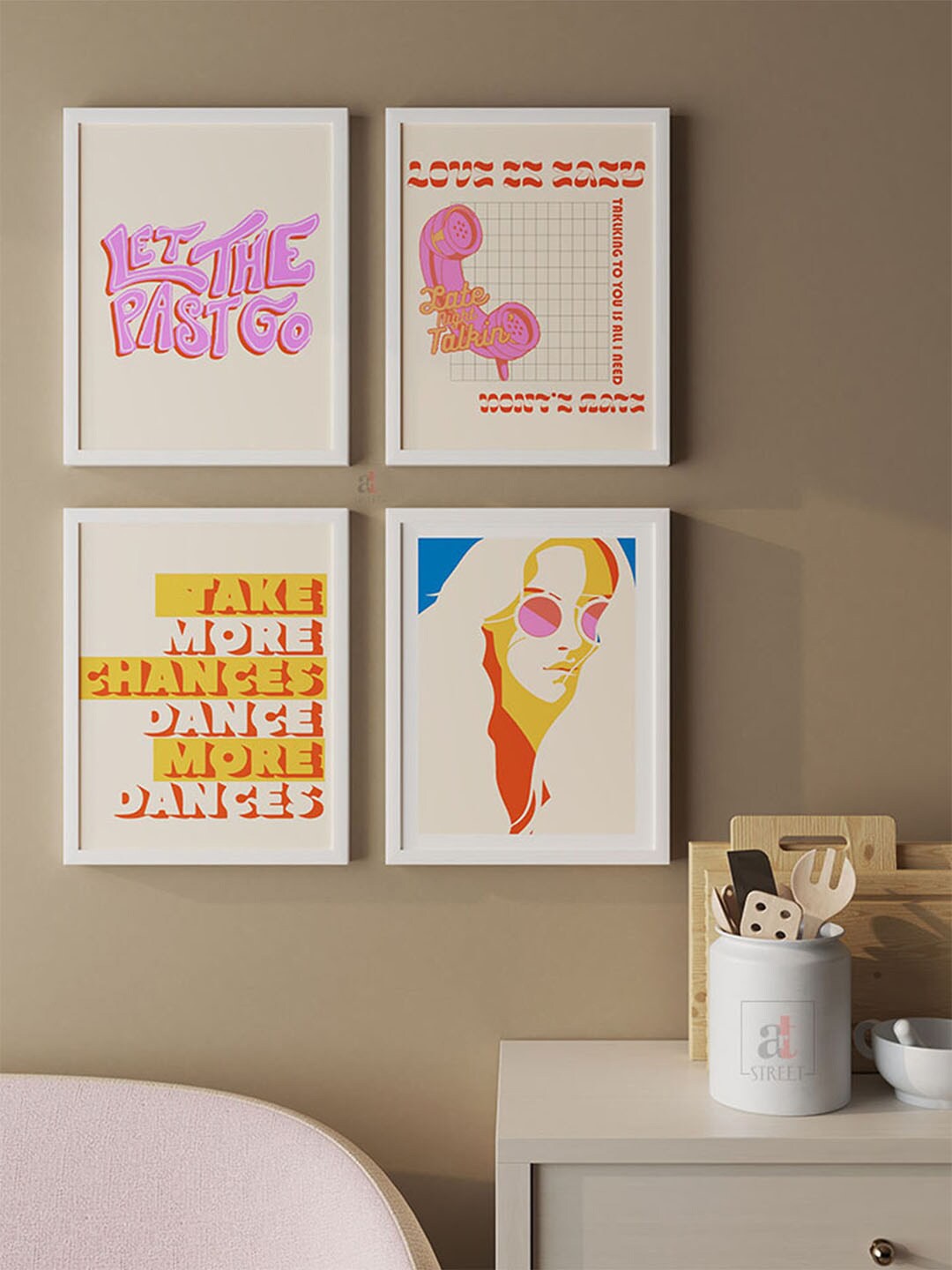 

Art Street White & Pink 4 Pieces Motivational Quotes Wall Arts