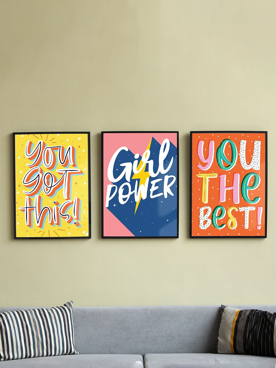 

Art Street Red & Yellow 3 Pieces Motivational Quotes Wall Arts