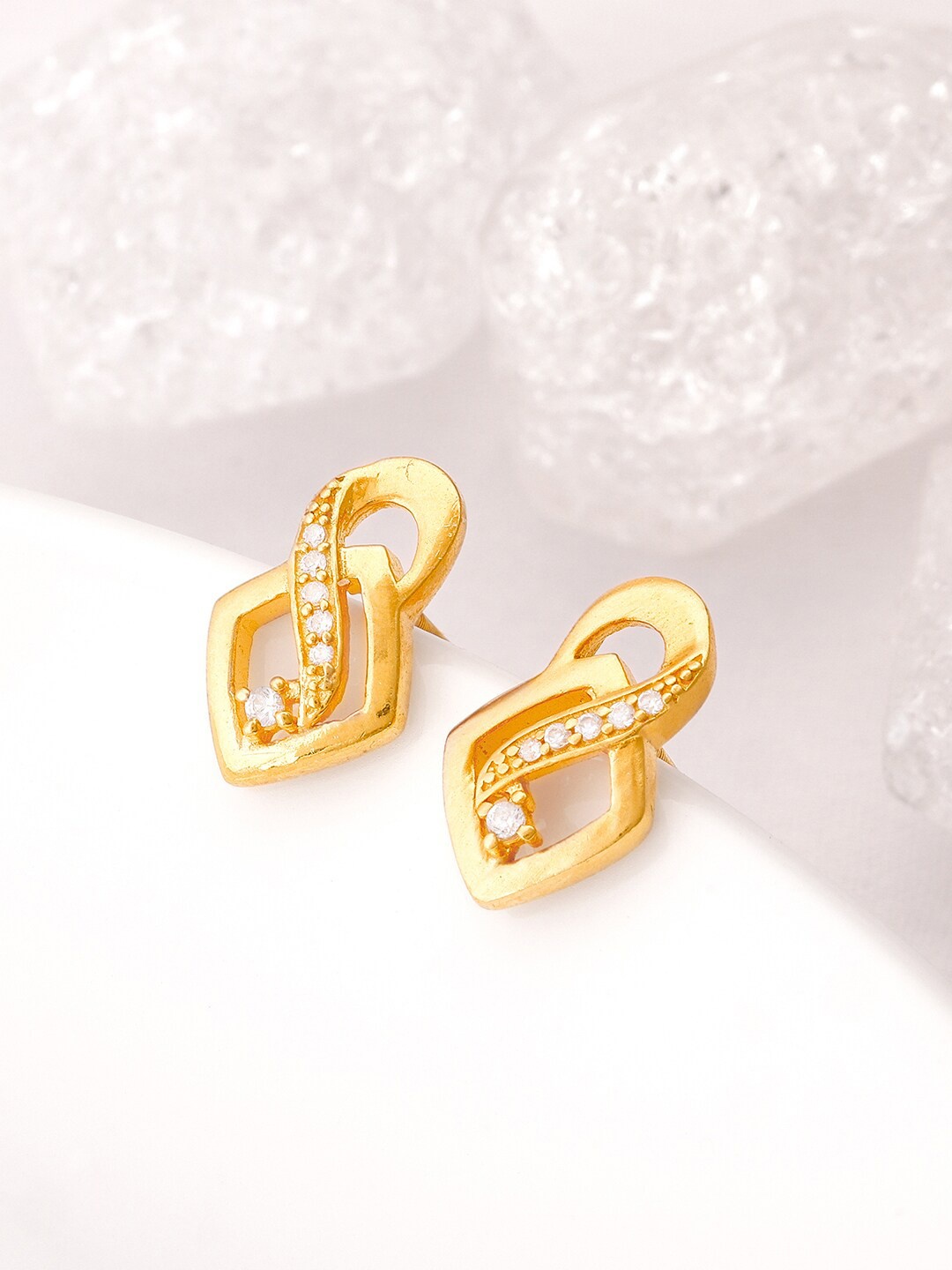 

GIVA 925 Sterling Silver Gold-Plated Zircon Studded Geometric Studs Earrings