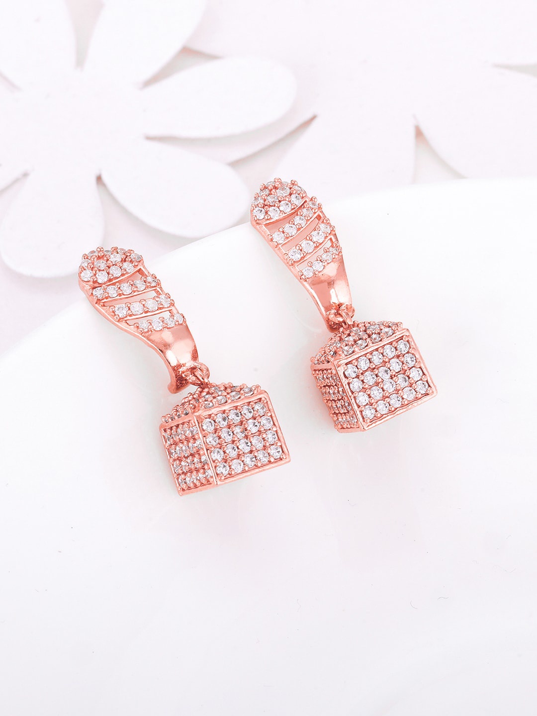 

GIVA 92.5 Sterling Silver Rose Gold-Plated Contemporary Drop Earrings