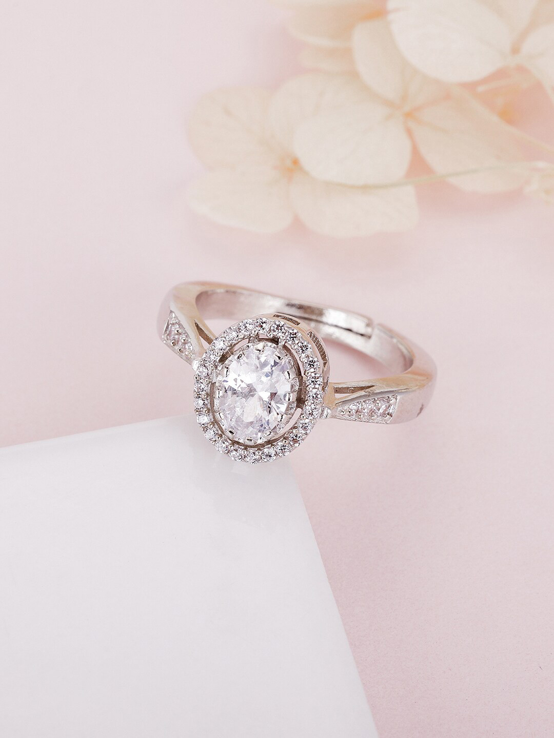 

GIVA Rhodium-Plated Adjustable Ring, Silver