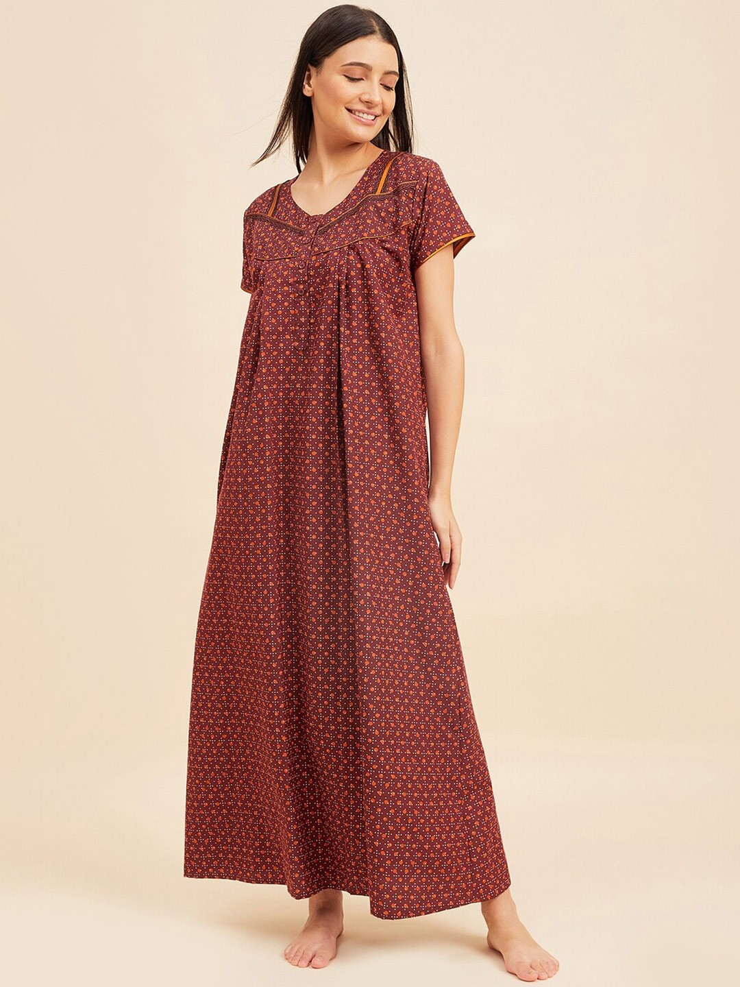

Sweet Dreams Printed Maxi Nightdress, Maroon