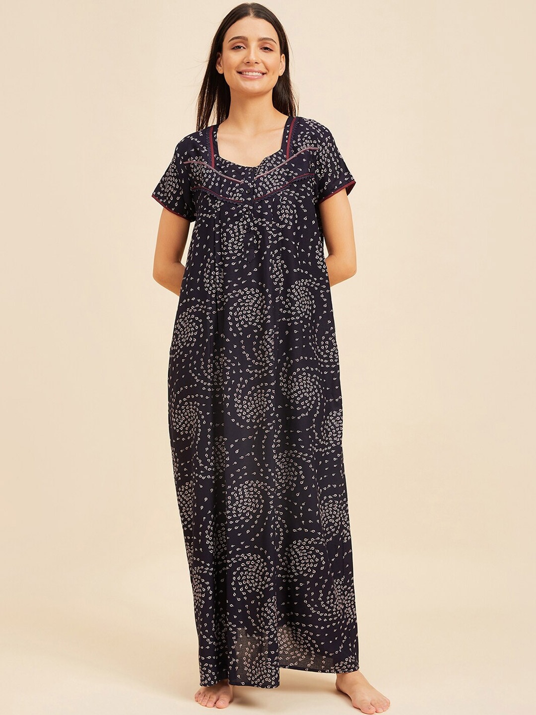 

Sweet Dreams Printed Cotton Maxi Nightdress, Navy blue
