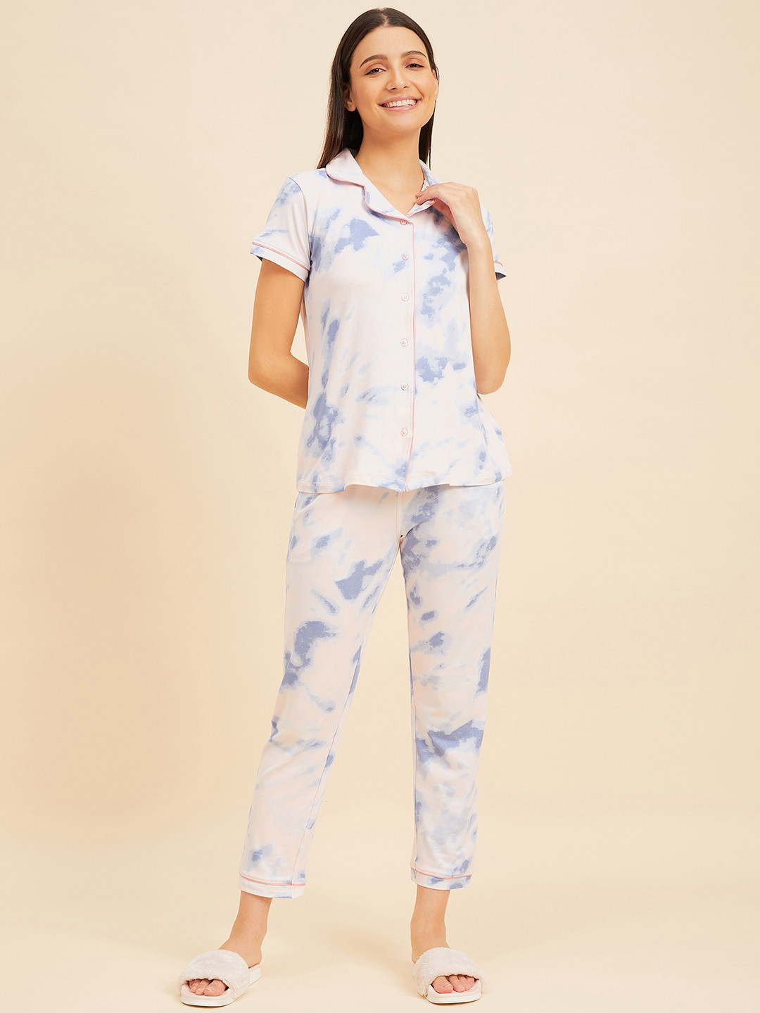 

Sweet Dreams Tie And Dyed Night suit, Pink