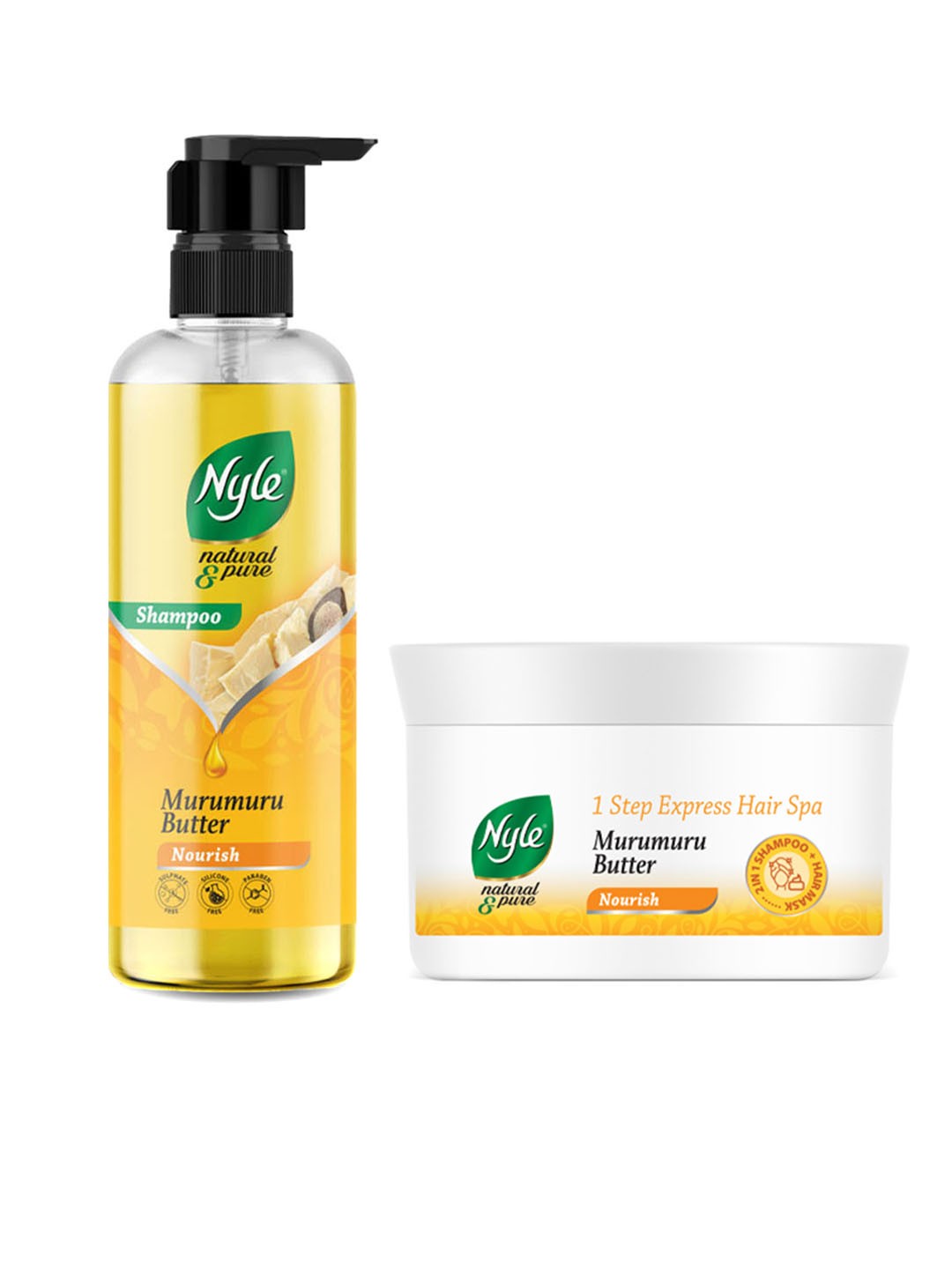 

Nyle Naturals Set of Nourish Shampoo 475 ml & Hair Spa 200 ml, Yellow