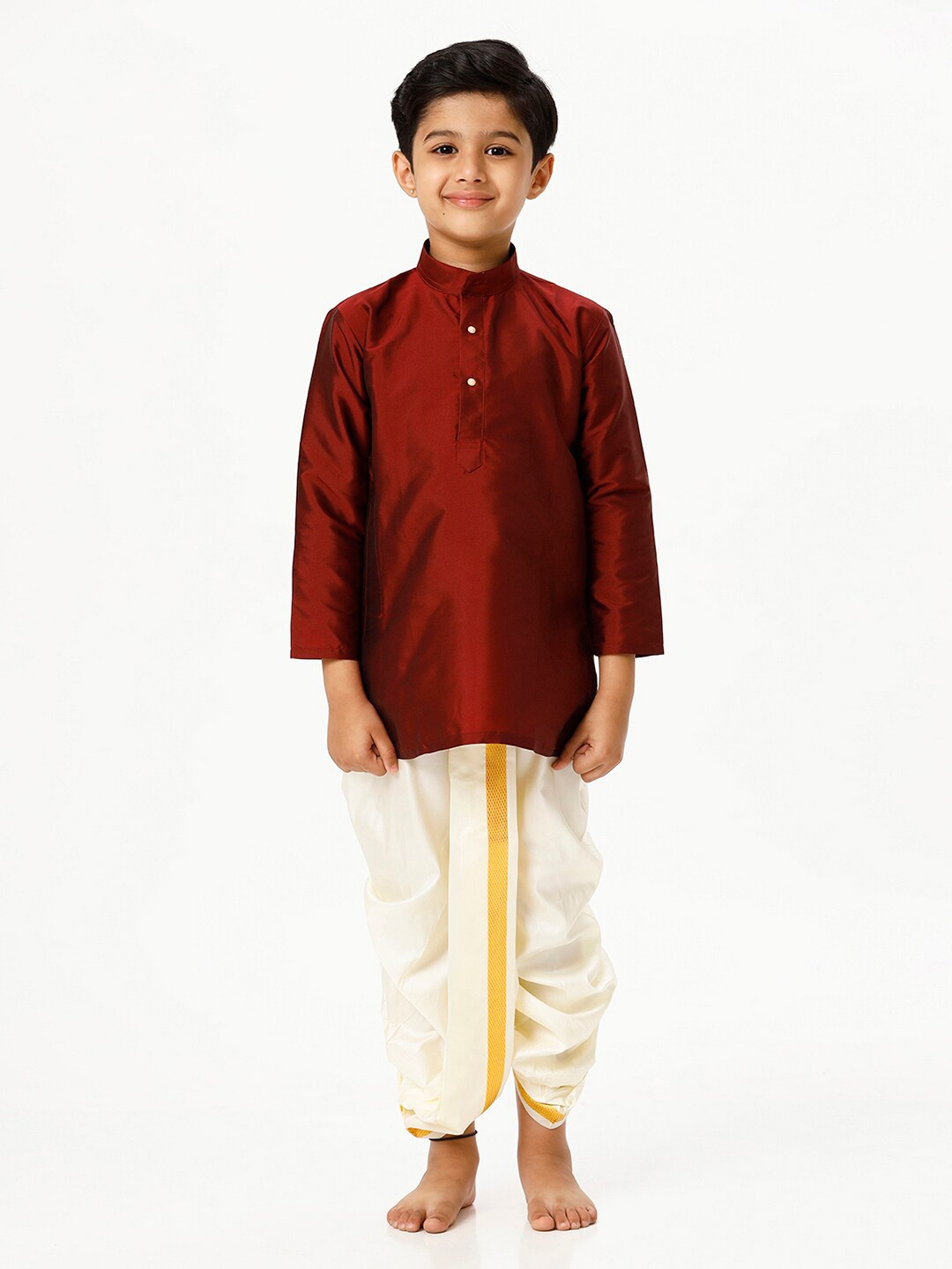 

Ramraj Boys Kurta With Panchakacham, Maroon