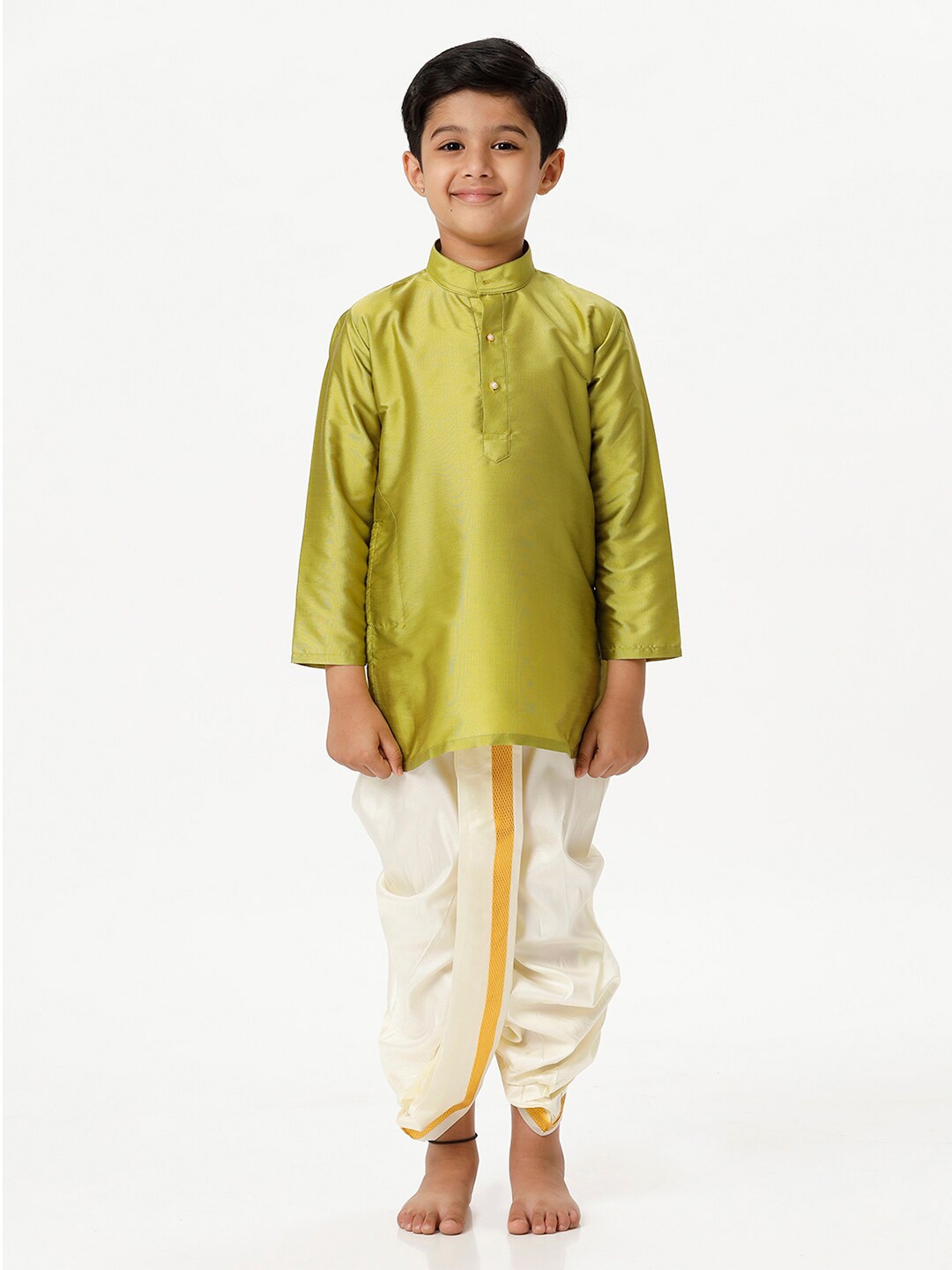 

Ramraj Boys Lime Green Regular Kurta with Panchakacham