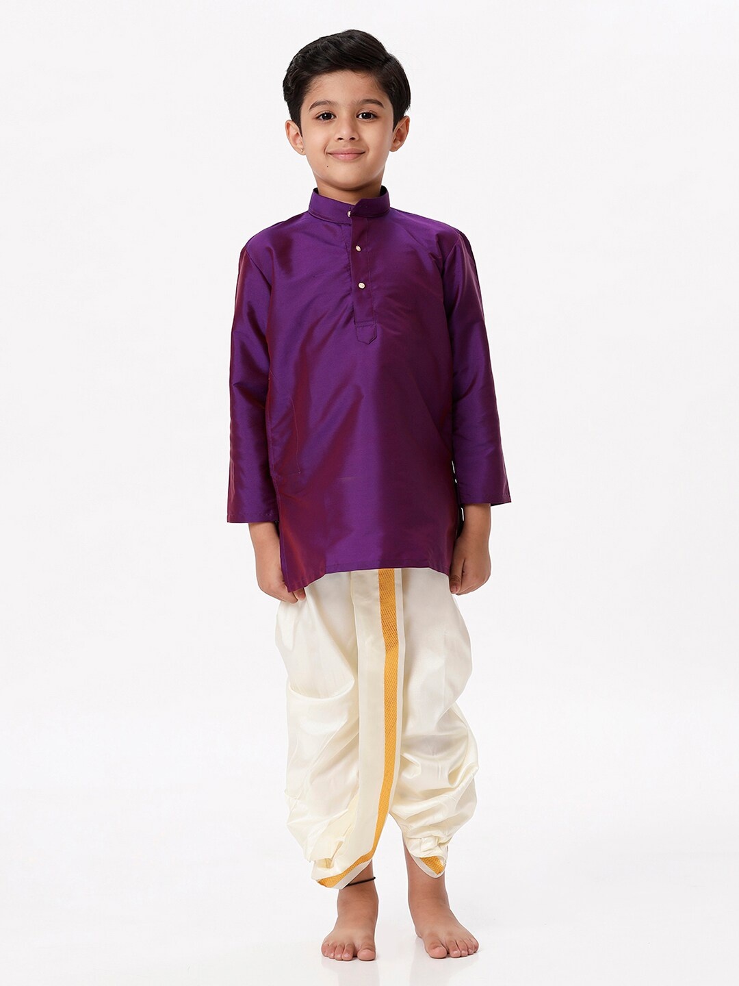 

Ramraj Boys Regular Kurta With Panchakacham, Purple