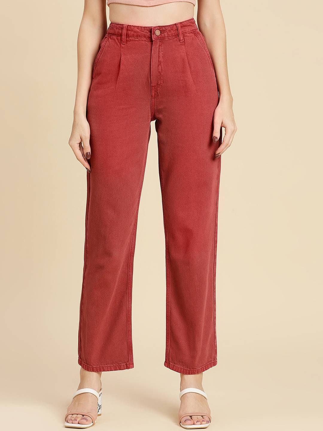

DressBerry Women Brown Straight Fit High-Rise Clean Look Jeans